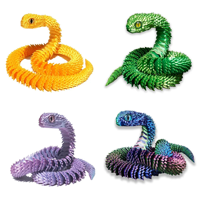 3D Printed Snake Movable Joint Simulation 3D Printed Figures Newyear Decoration 2025 Traditional Table 3D Ornament for Kids Gift
