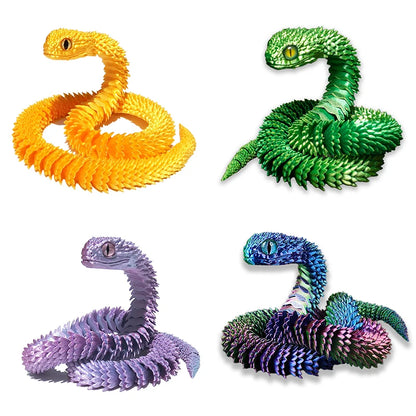 3D Printed Snake Movable Joint Simulation 3D Printed Figures Newyear Decoration 2025 Traditional Table 3D Ornament for Kids Gift