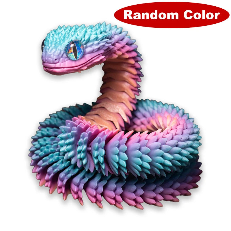 3D Printed Snake Movable Joint Simulation 3D Printed Figures Newyear Decoration 2025 Traditional Table 3D Ornament for Kids Gift